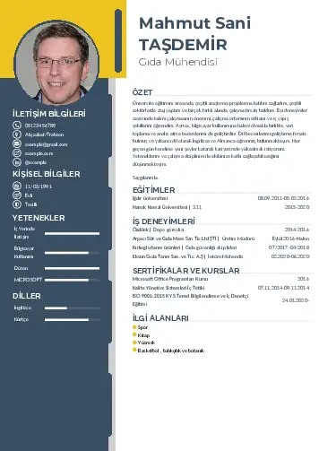 Gıda Mühendisi CV Örnekleri cv indir